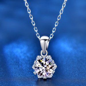 Certified 1ct. t.w. Moissanite Diamond Snowflake Necklace NEW B